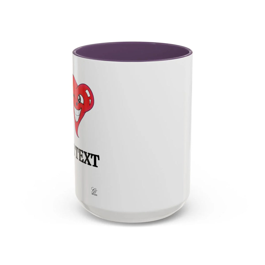 I ️ "Add Any Text" Happy Heart Classic Accent Coffee Mug (11, 15oz) by GT