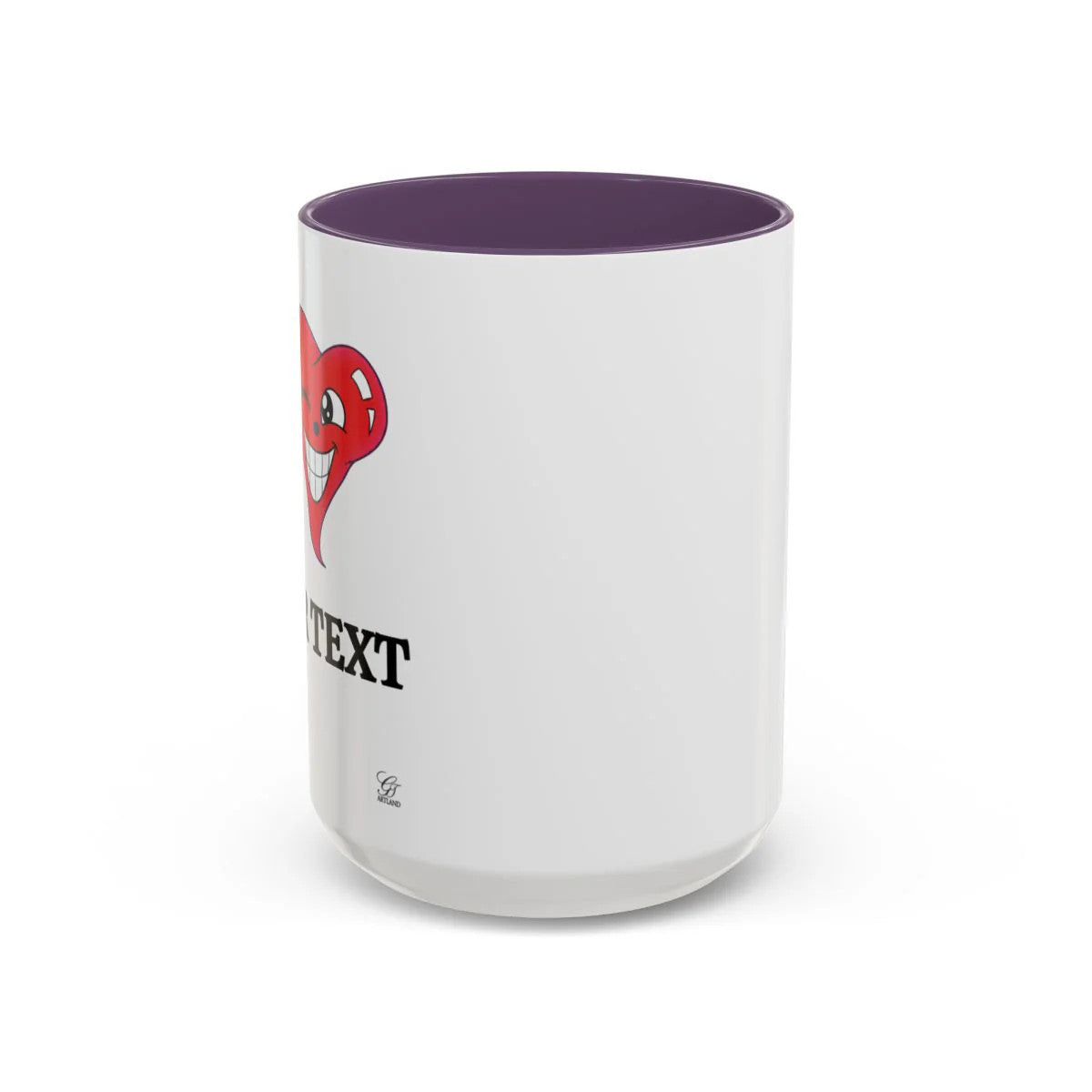 I ️ "Add Any Text" Happy Heart Classic Accent Coffee Mug (11, 15oz) by GT
