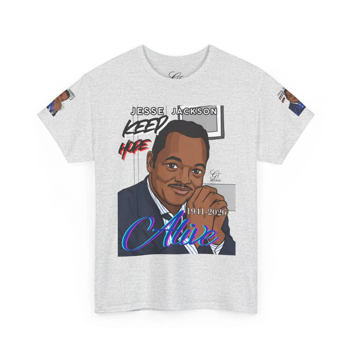 "KEEP HOPE ALIVE" Jesse Jackson Toon Designer Deluxe Unisex Heavy Cotton Tee by