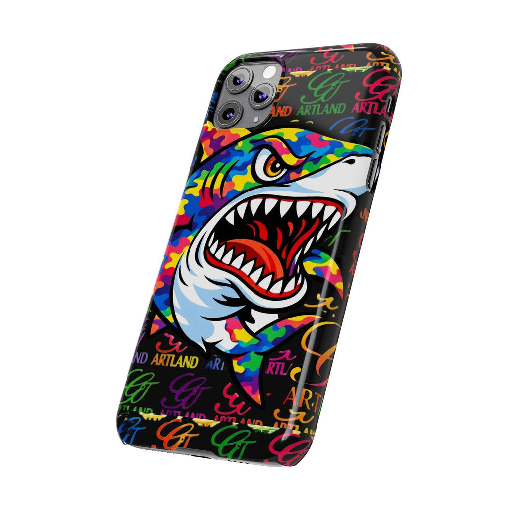 Colorful Shark GT Illustration Slim Phone Case | Neon Graffiti Pattern by GT