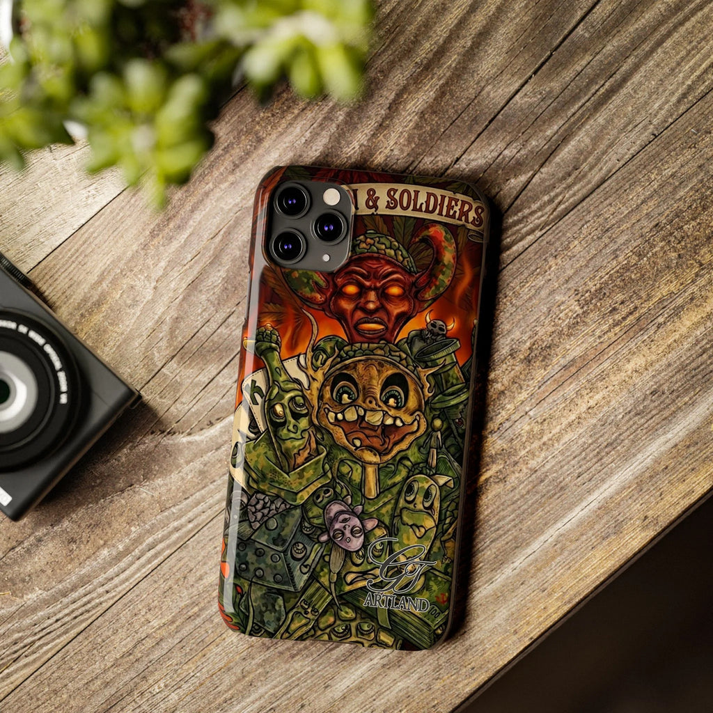 Devils Army Illustration Slim Phone Case | Horror Soldier Art by GT Artland
