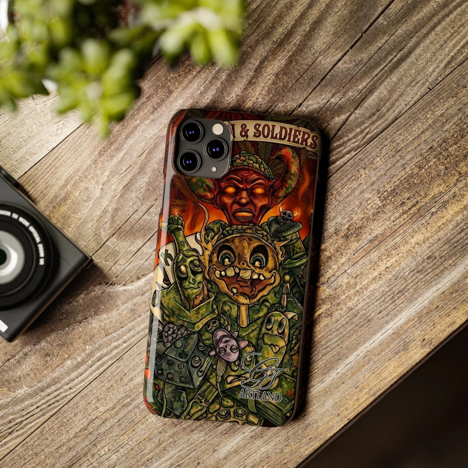 Devils Army Illustration Slim Phone Case | Horror Soldier Art by GT Artland