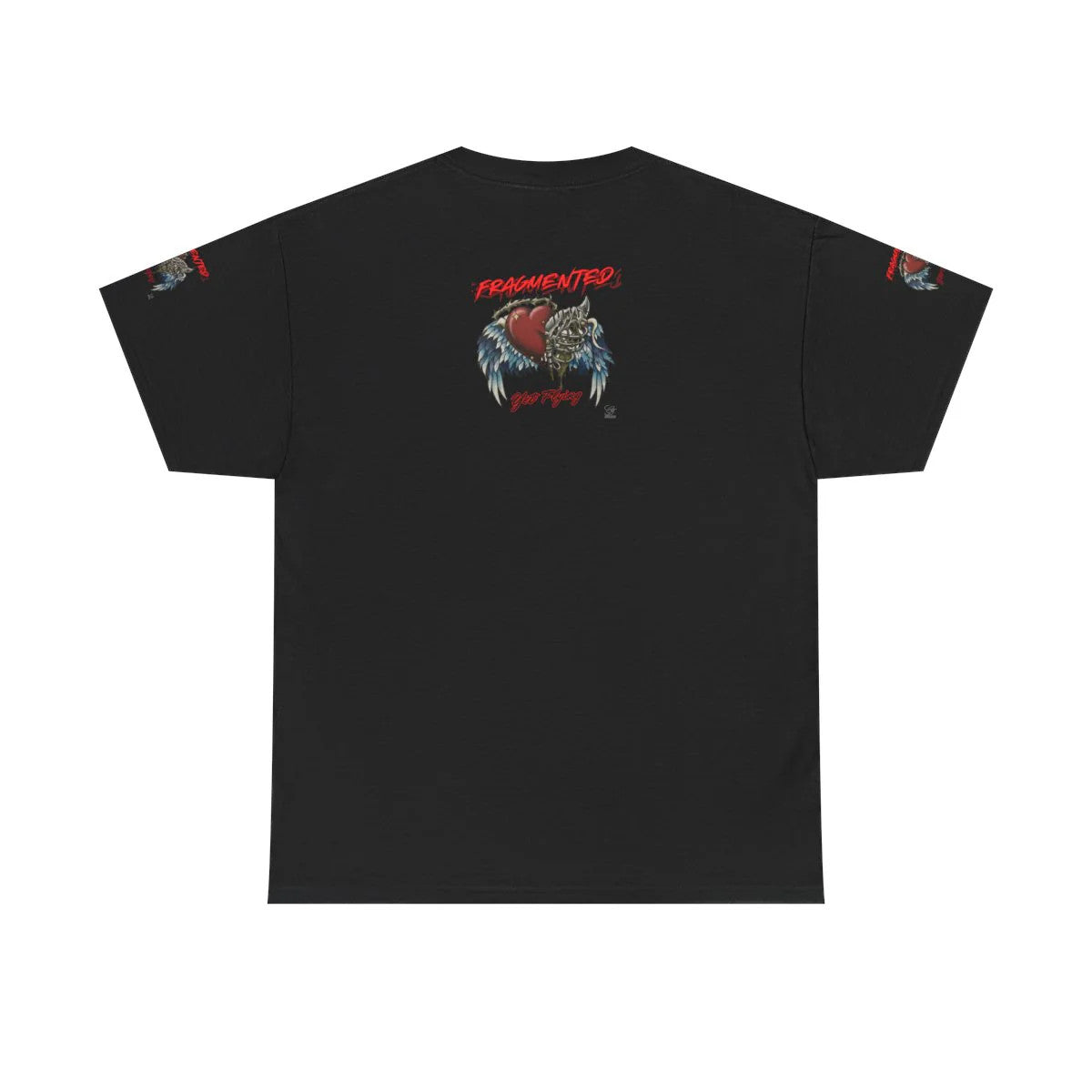 "Fragmented Yet Flying" Motivational Tattoo Style Heart and Bones Unisex Heavy