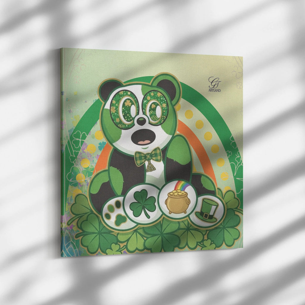 Panda St Patrick Rainbow Designer Irish Abstract Canvas Wrap by GT Artland