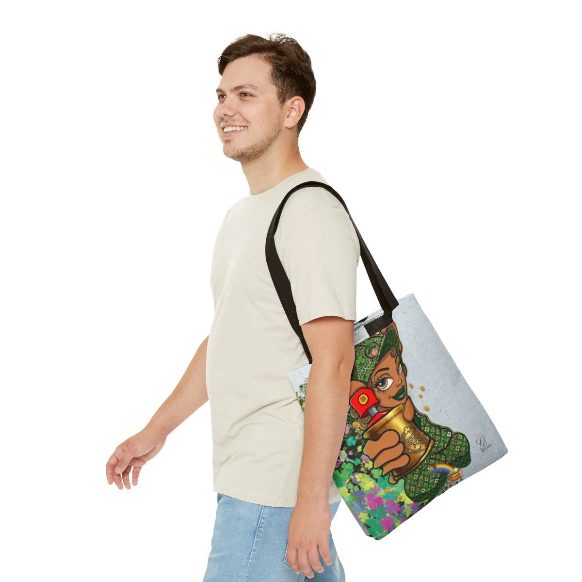 "Lucky Art" Spray Can Ebony Girl St Patrick Theme Designer Tote Bag by GT