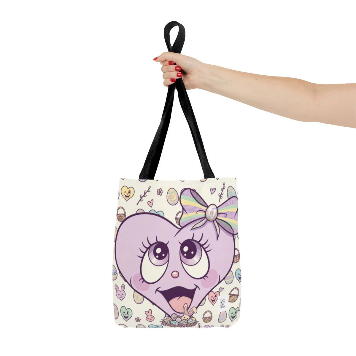 Easter Love Hunt Heart with Bow Designer Tote Bag by GT Artland