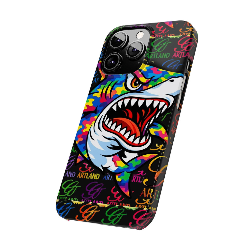 Colorful Shark GT Illustration Slim Phone Case | Neon Graffiti Pattern by GT