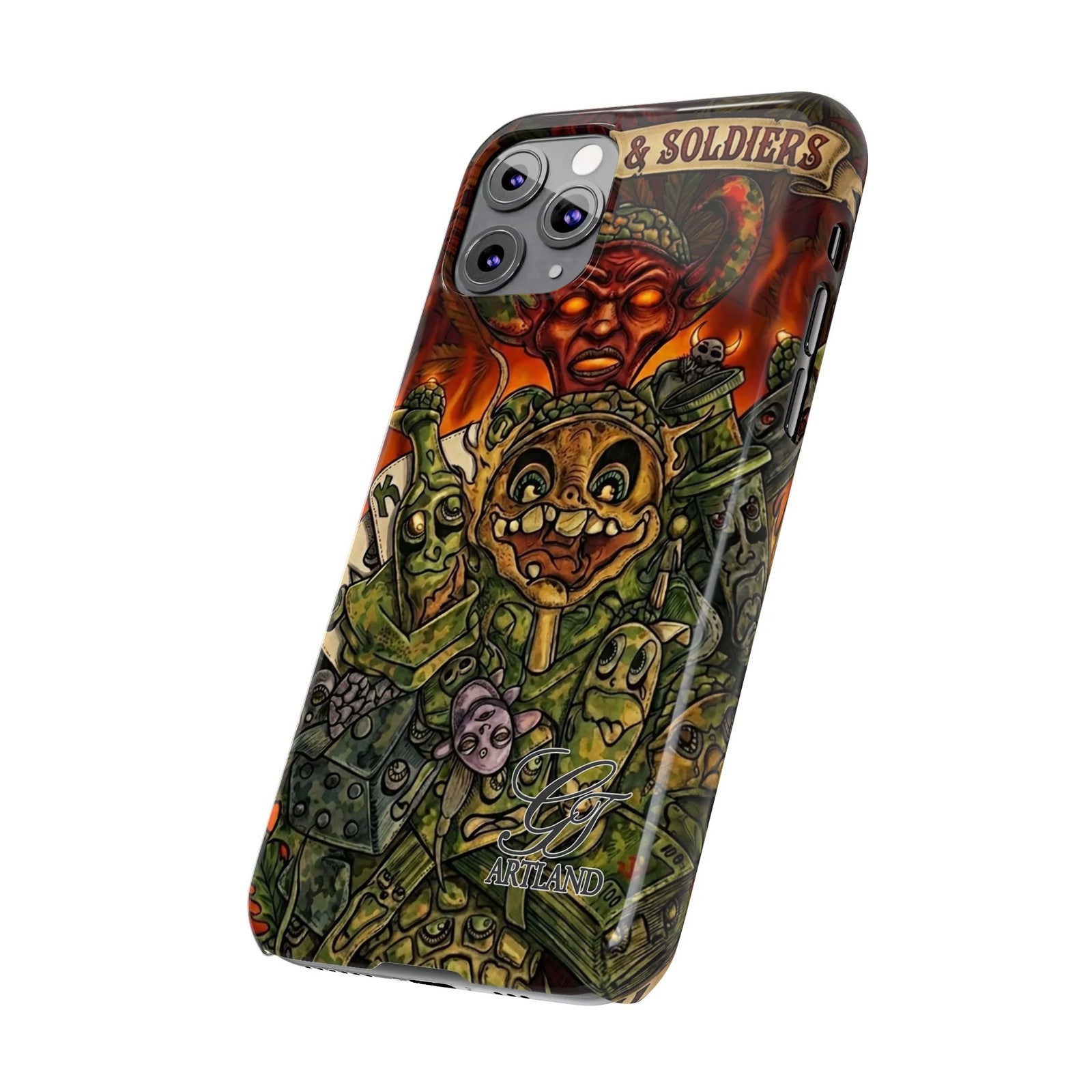 Devils Army Illustration Slim Phone Case | Horror Soldier Art by GT Artland