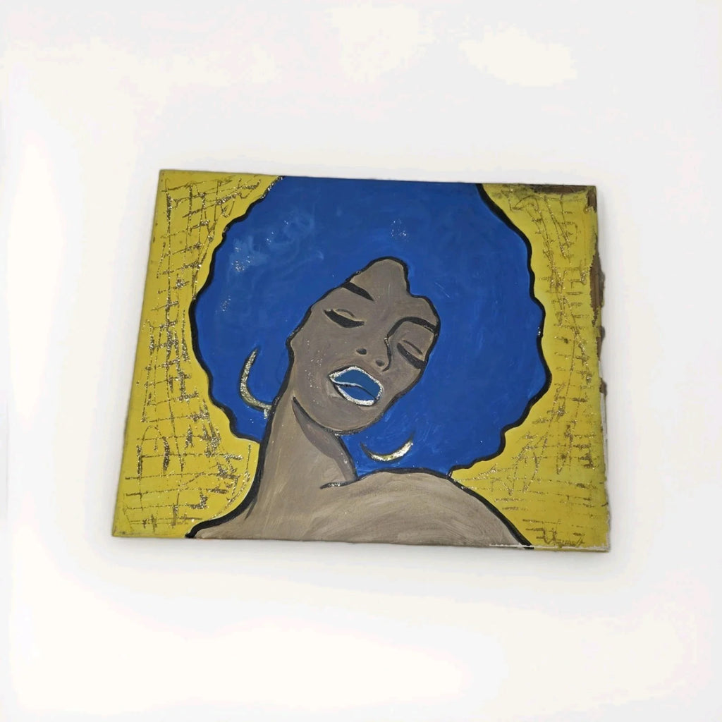Ebony FASHION GIRL IN BLUE ORIGINAL PAINTING 16 X 20