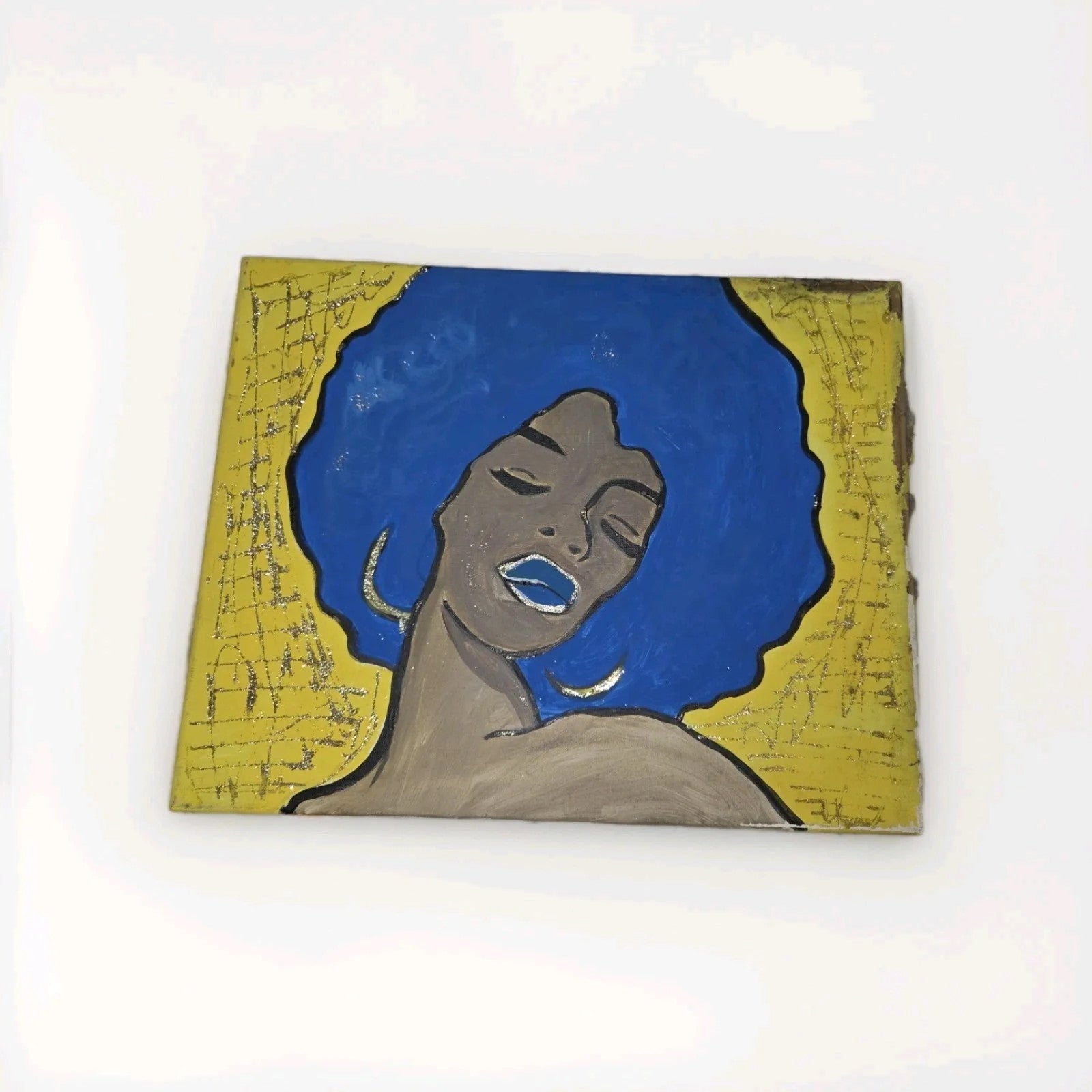 Ebony FASHION GIRL IN BLUE ORIGINAL PAINTING 16 X 20