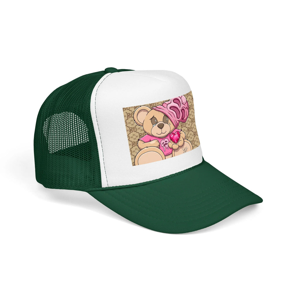 Pink Teddy Bear Heart Foam Trucker Hat | Cute Bear Patch by GT Artland
