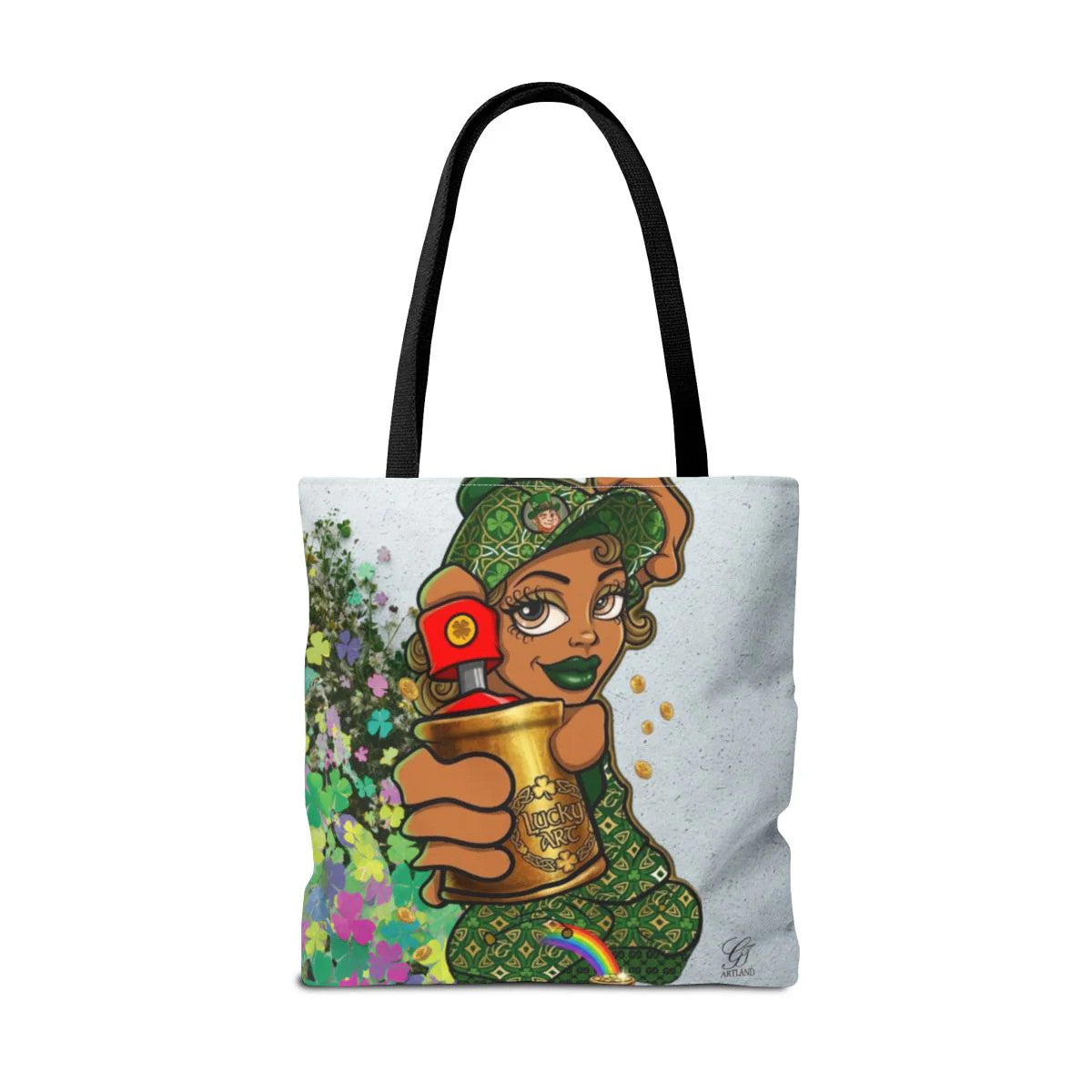 "Lucky Art" Spray Can Ebony Couple (Boy/Girl) St Patrick Theme Designer Tote
