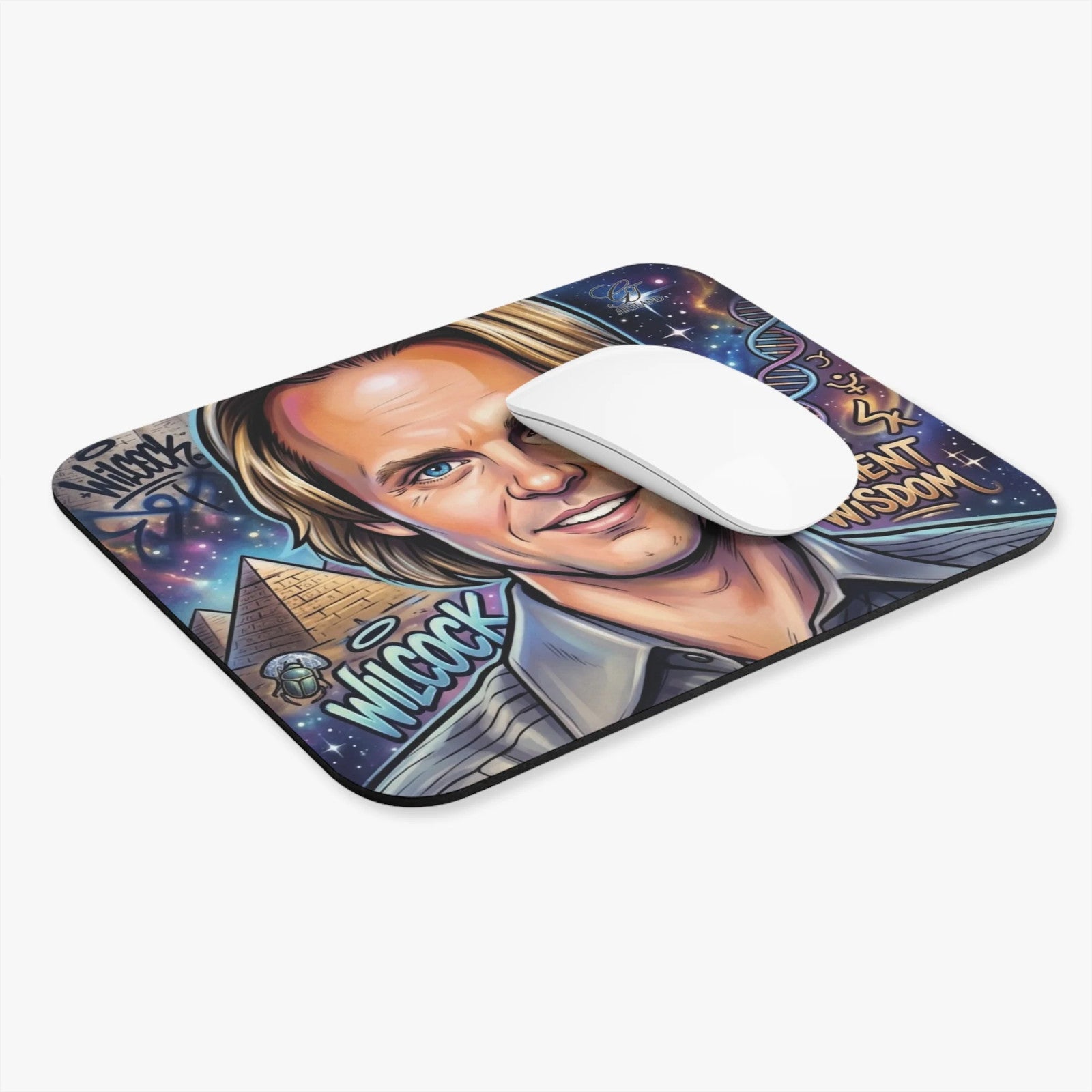 David Wilcock Airbrush Portrait Mouse Pad | Ancient Wisdom, Pyramid, DNA Art by