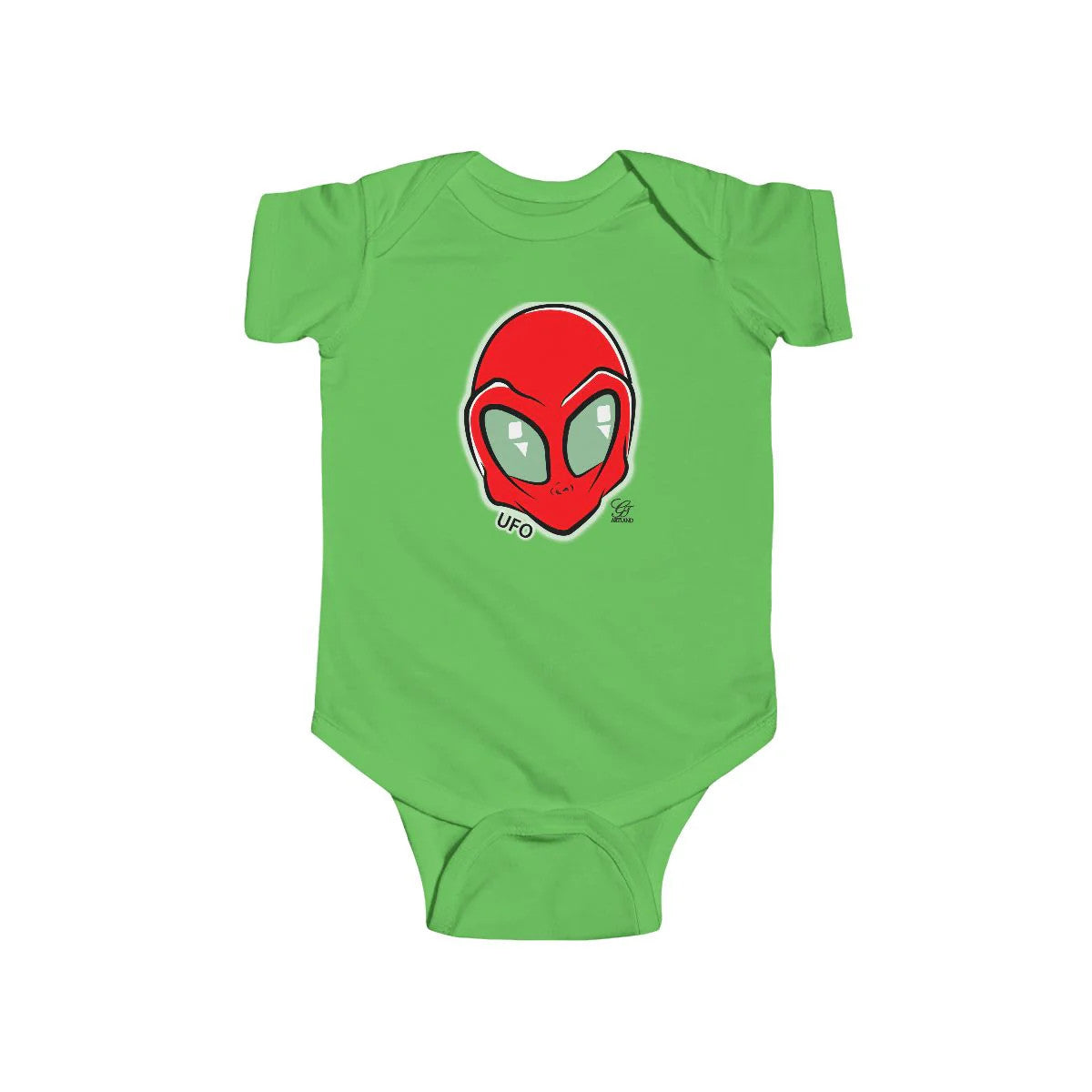 Cute Red Alien Designer Head Infant Fine Jersey Bodysuit by GT Artland