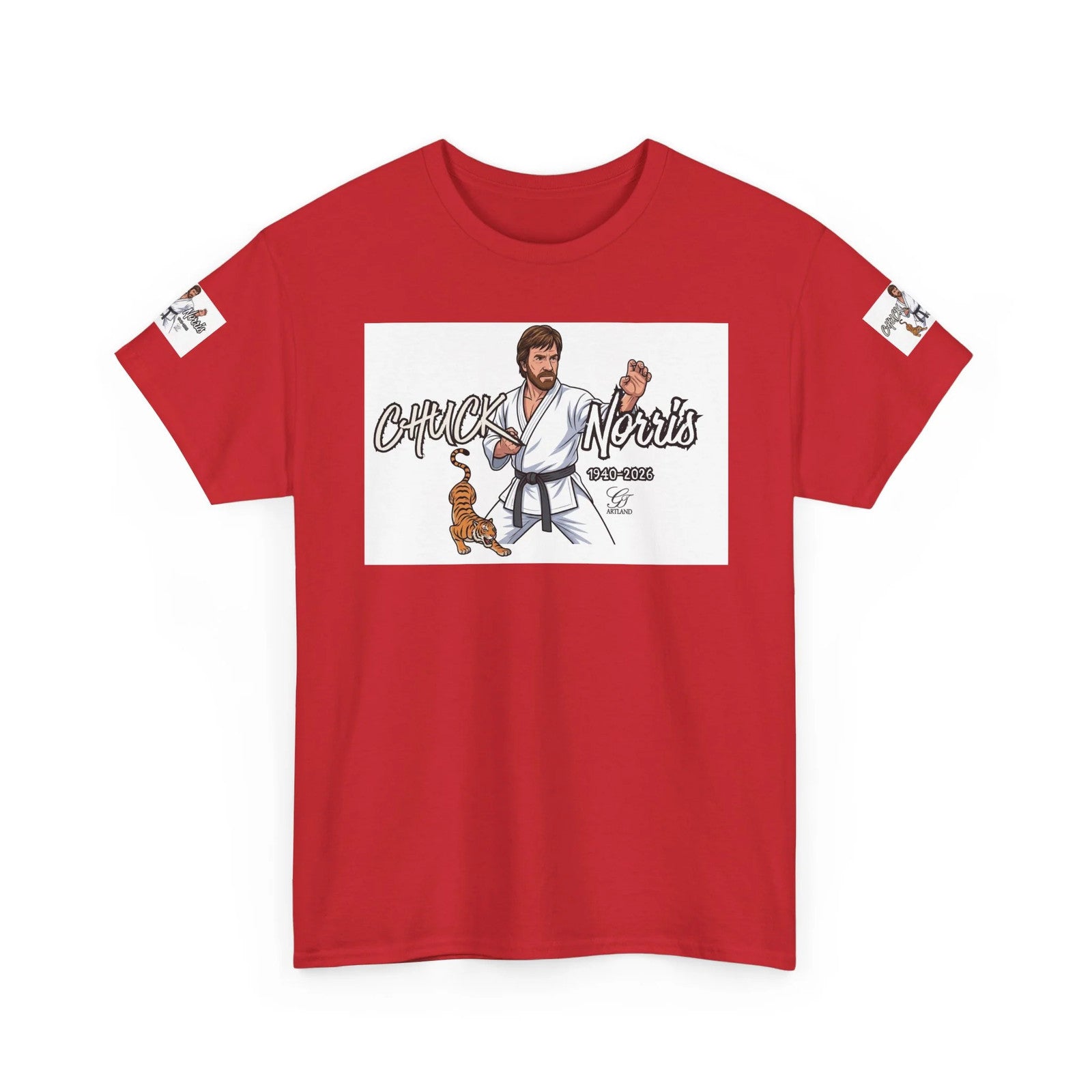 Chuck Norris Legend Martial Artist Cartoon with Tiger Tee | Retro Karate