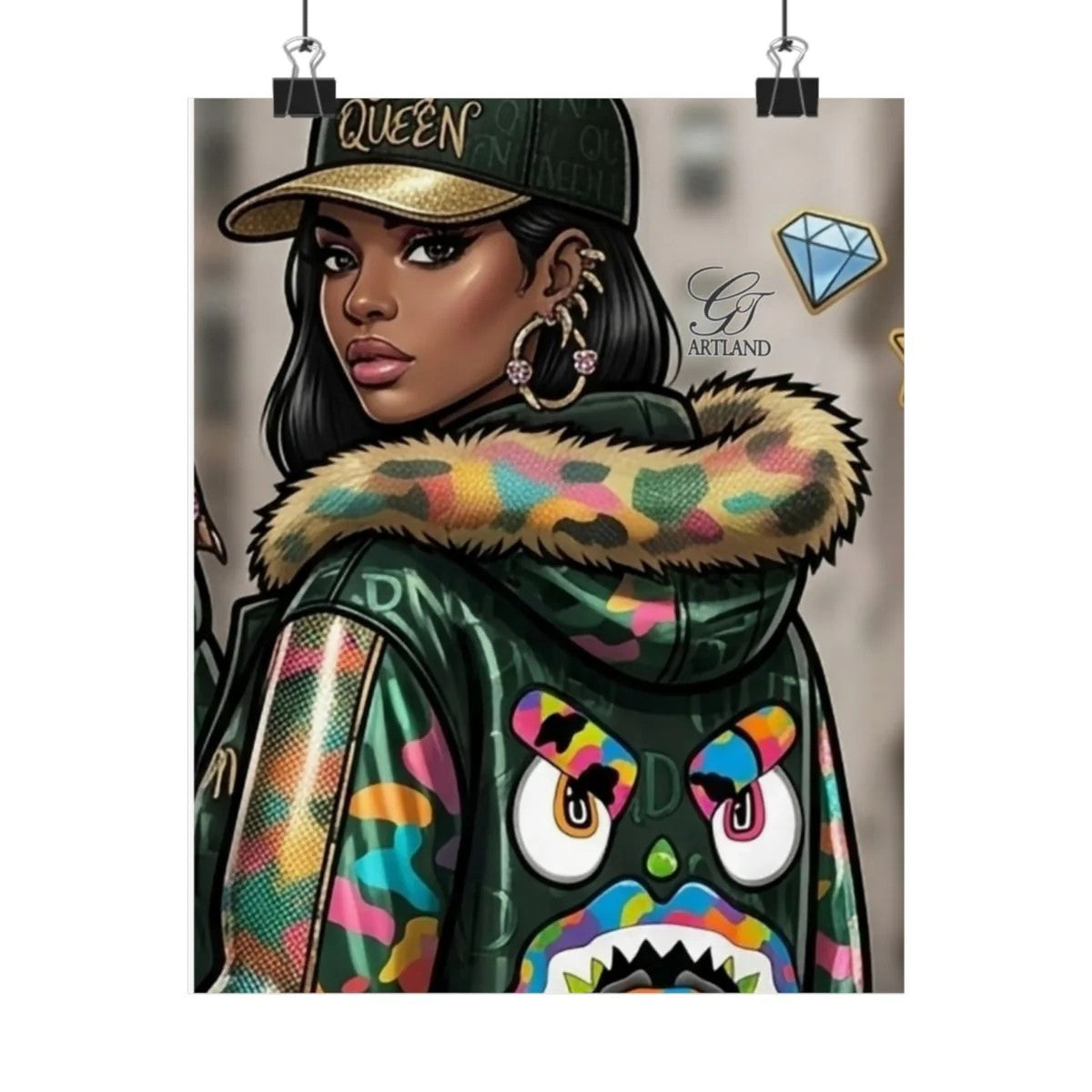Ebony Queen High Fashion Lavish Matte Vertical Posters by GT Artland