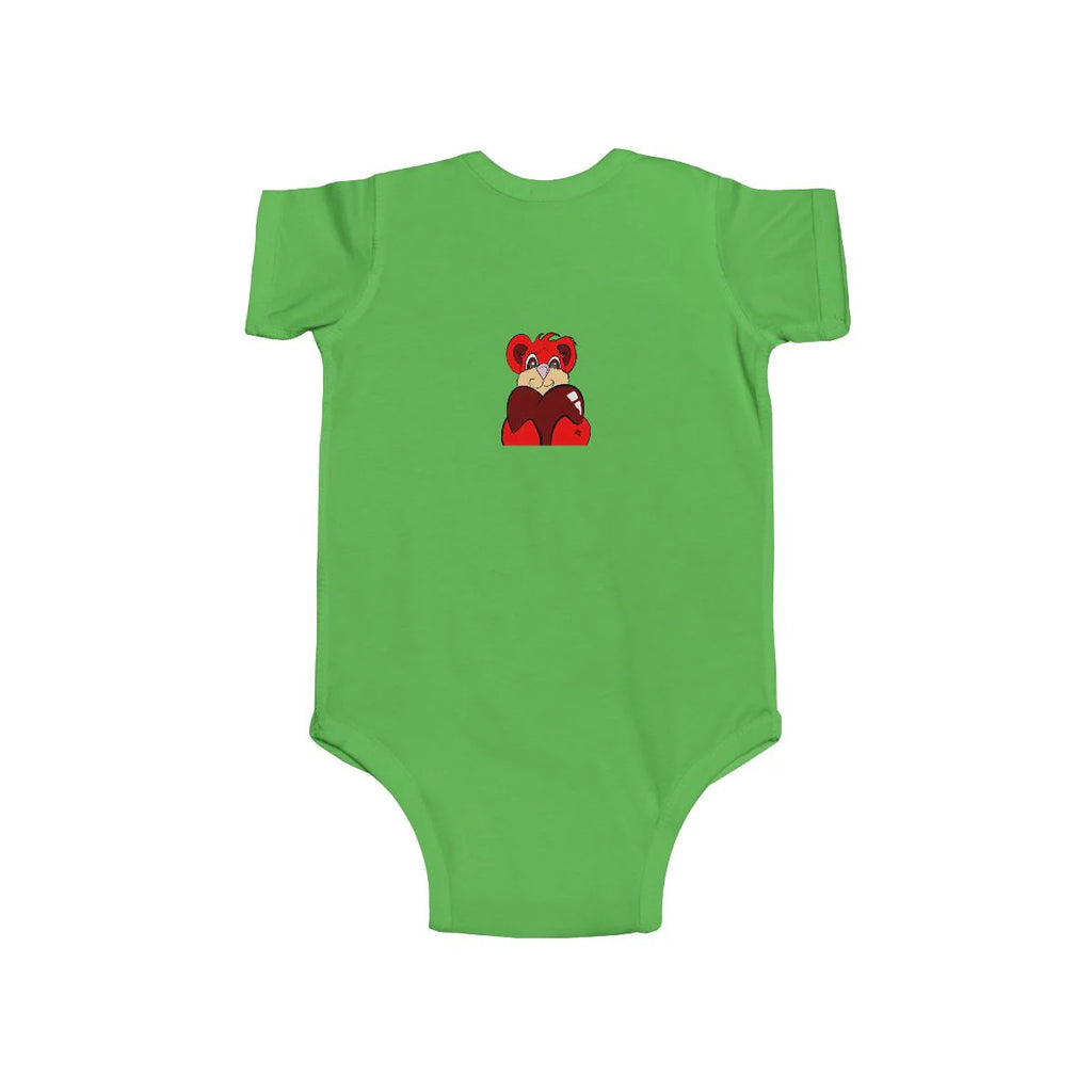 Cute Red Teddy BEAR Holding Heart Infant Fine Jersey Bodysuit by GT Artland