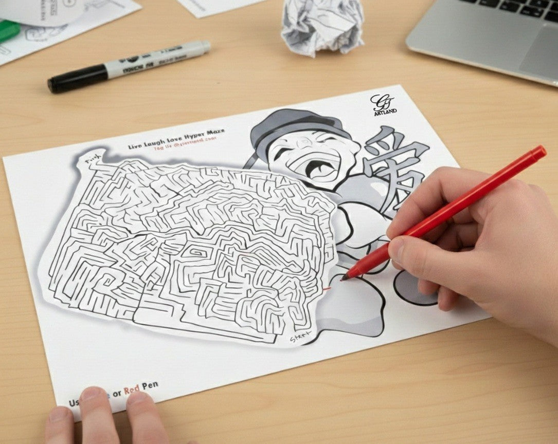 Jumbo Sized COLORING MAZE TABLOID 11X17 IN. Page Black &W GREAT FOR ANYBODY