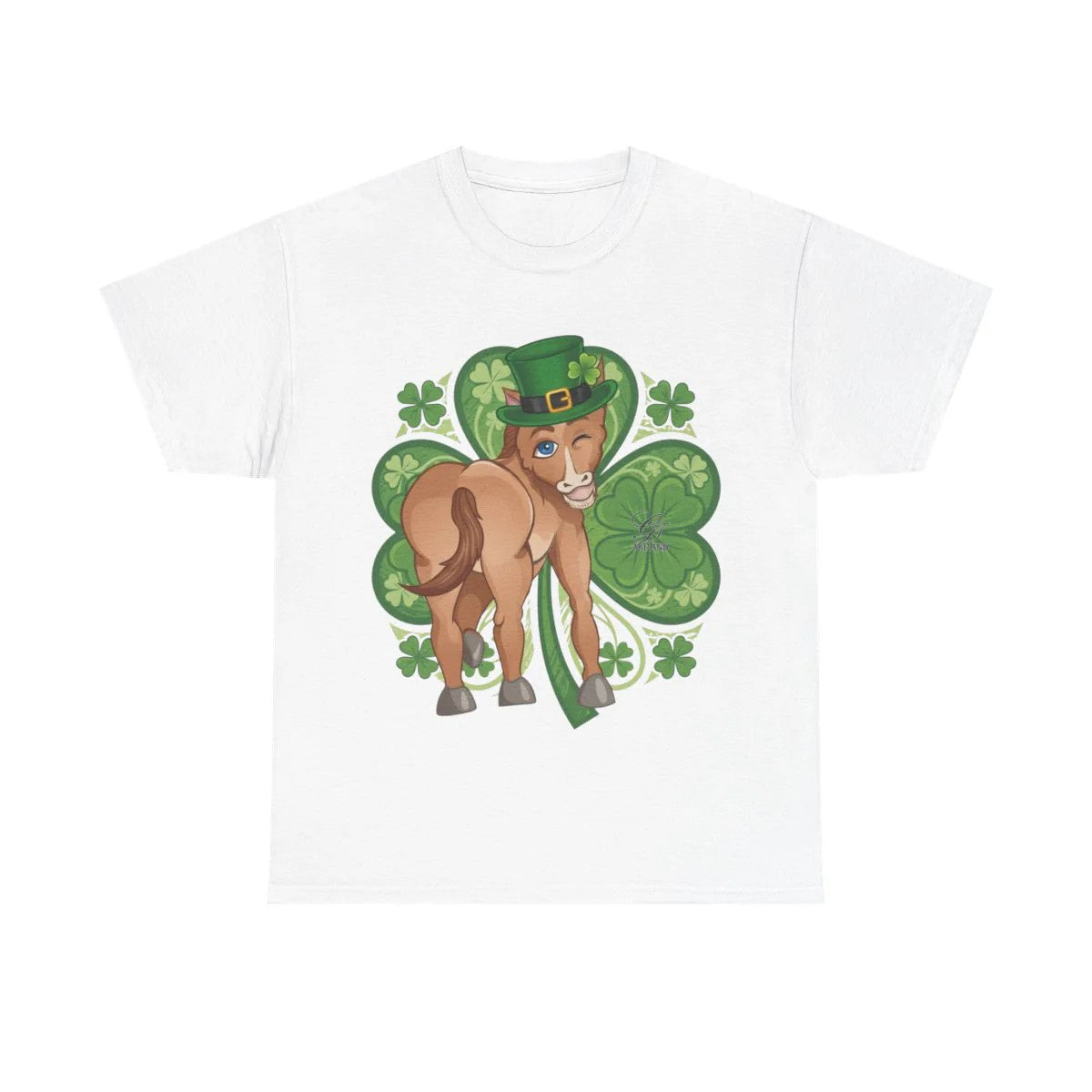 Year Of The Horse St Patricks Shamrock Theme Unisex Heavy Cotton Tee BY GT