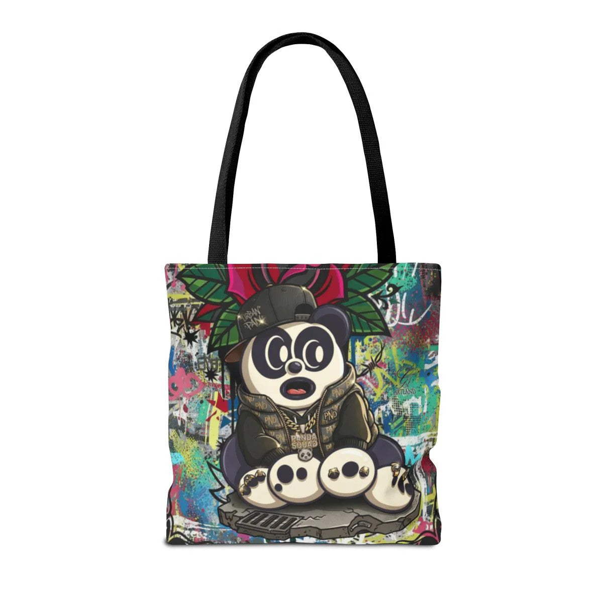 Hip Hop Panda Urban Designer Tattoo Rose Splash Tote Bag Designer | All-Over