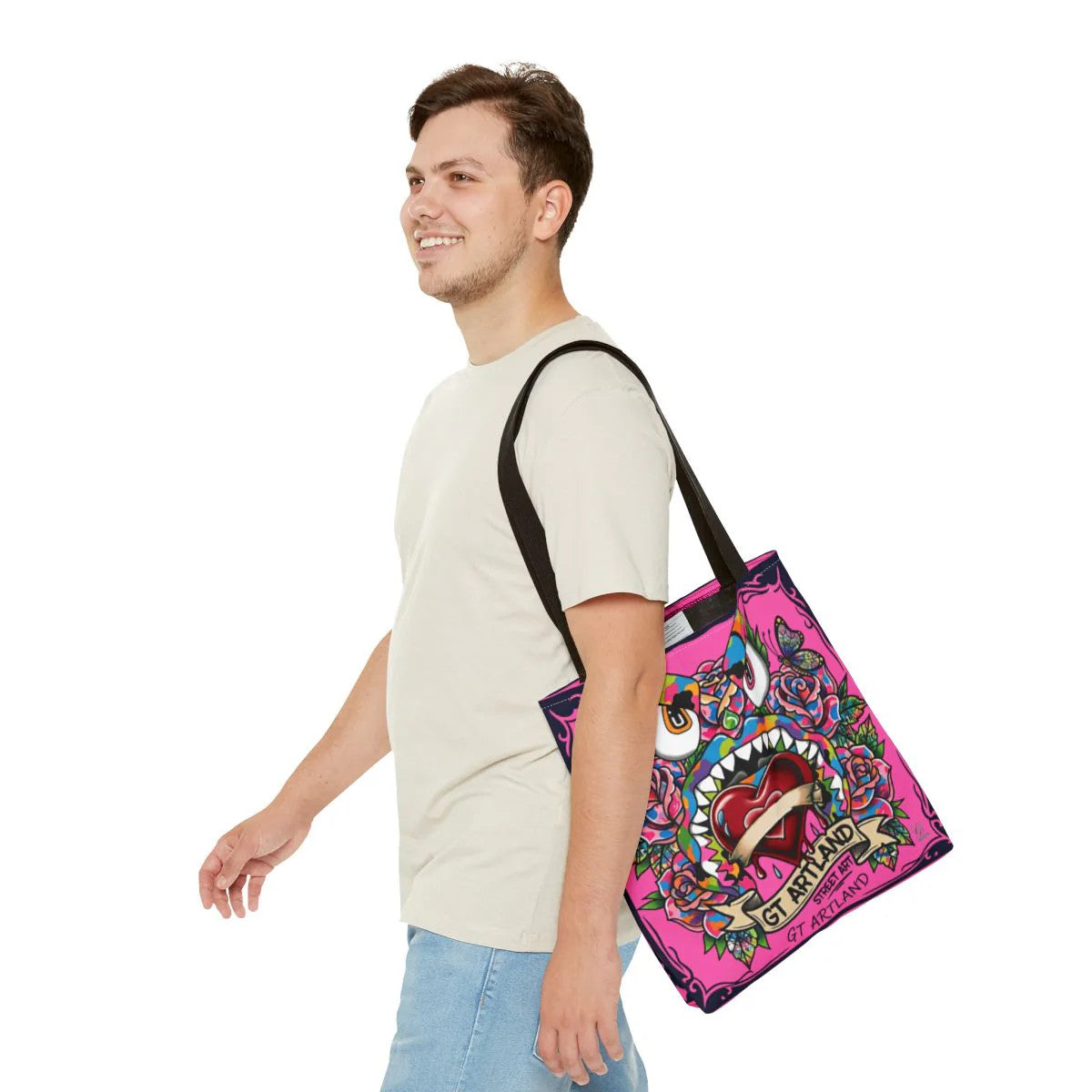 Colorful Gape Tattoo Monster Heart Tote Bag Designer Pinky Edition | All-Over