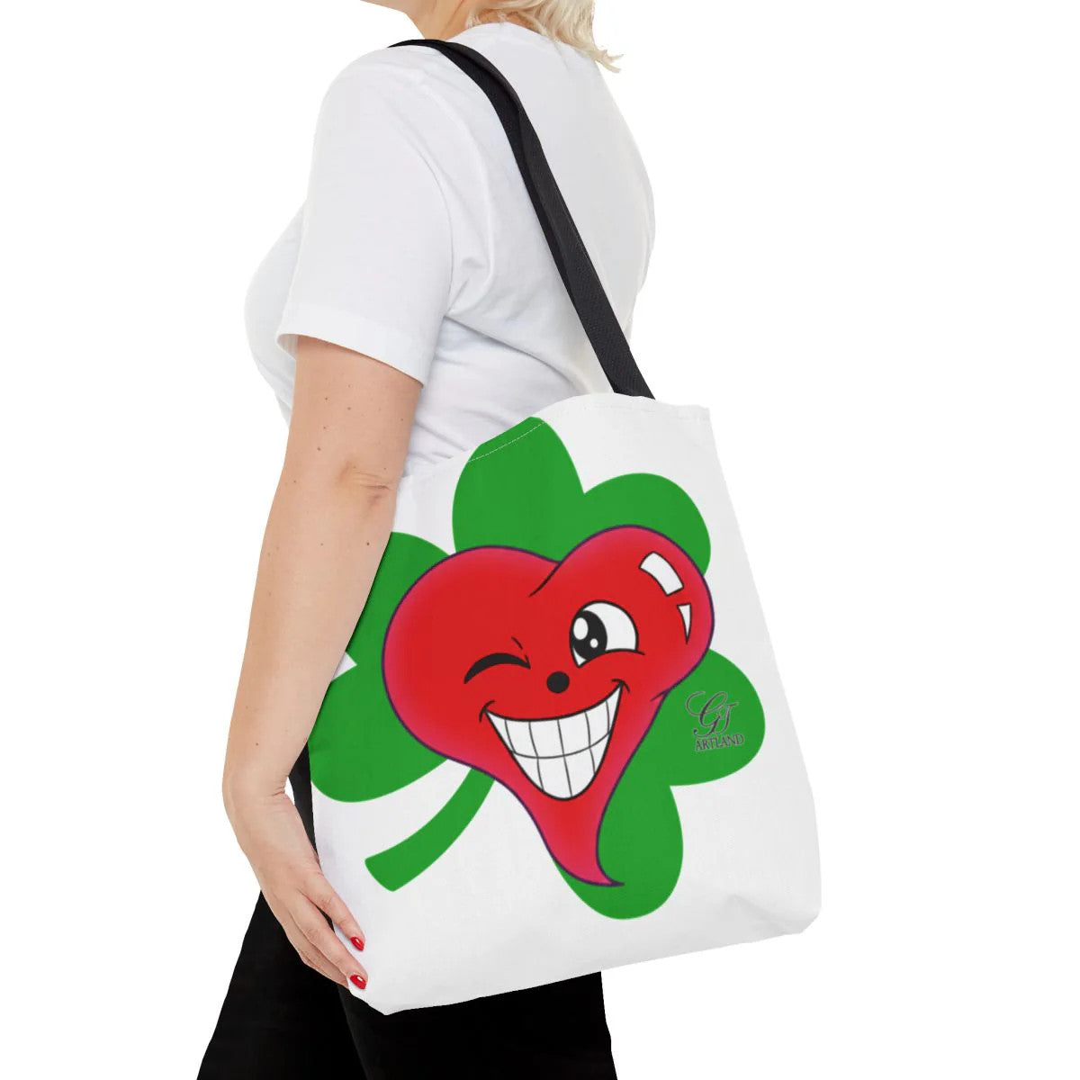 Shamrock "Lucky Art" Irish Designer Heart st patricks Tote Bag by GT Artland