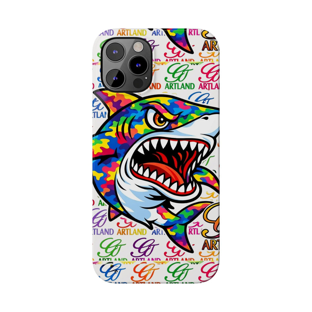 Colorful Camo Designer Shark GT Slim Phone Case | Vibrant Graphic, Artland Logo