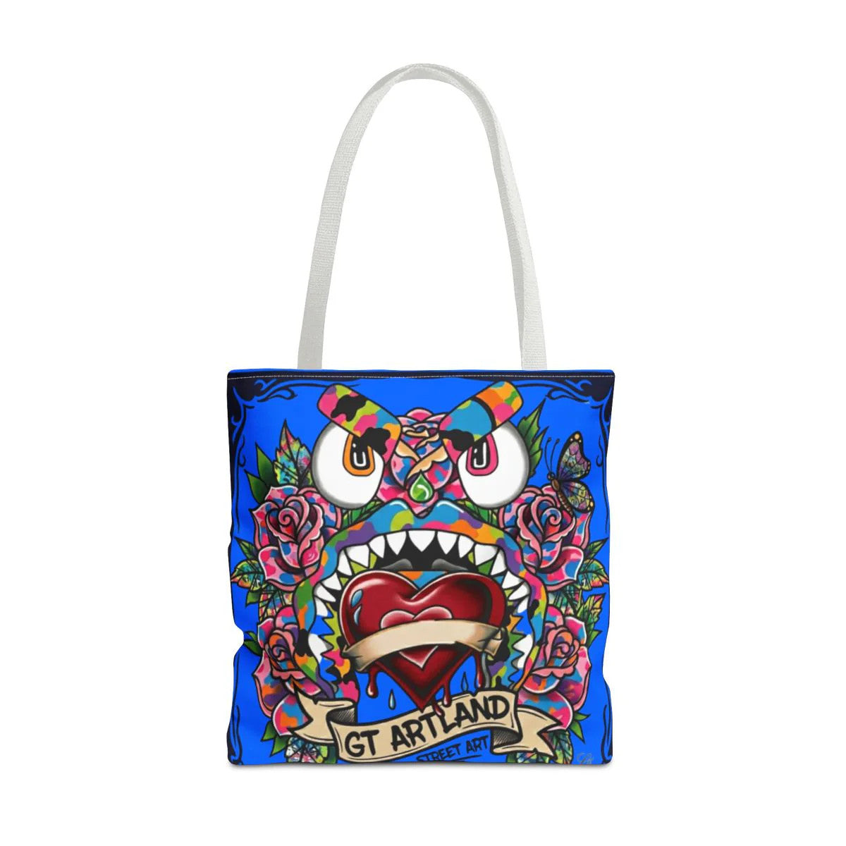 Colorful Gape Tattoo Monster Heart Tote Bag Designer sky blue Edition |