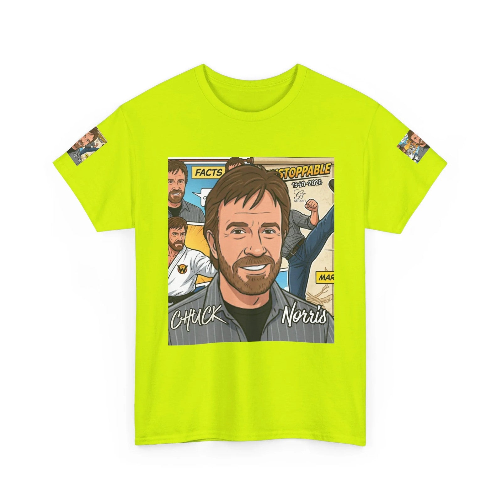 Chuck Norris Legacy Retro Martial Artist Portrait T-Shirt | Comic Style