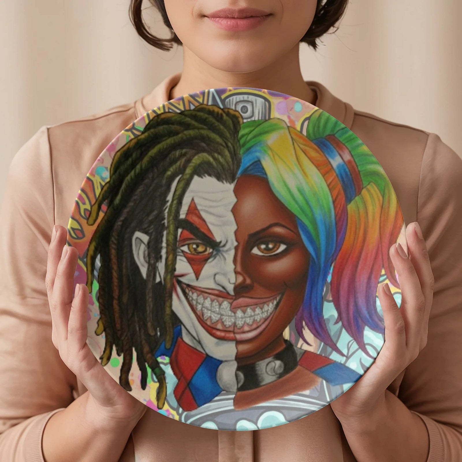 Joka Harley Twin Flame 2 Face Character Ebony Edition 10” Plate by GT Artland