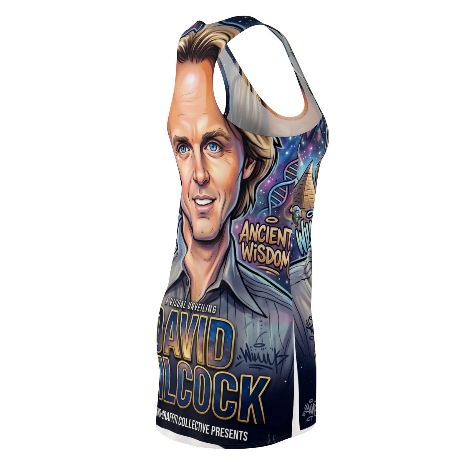 David Wilcock Portrait Caricature Dress | All-Over-Print Racerback Dress by GT