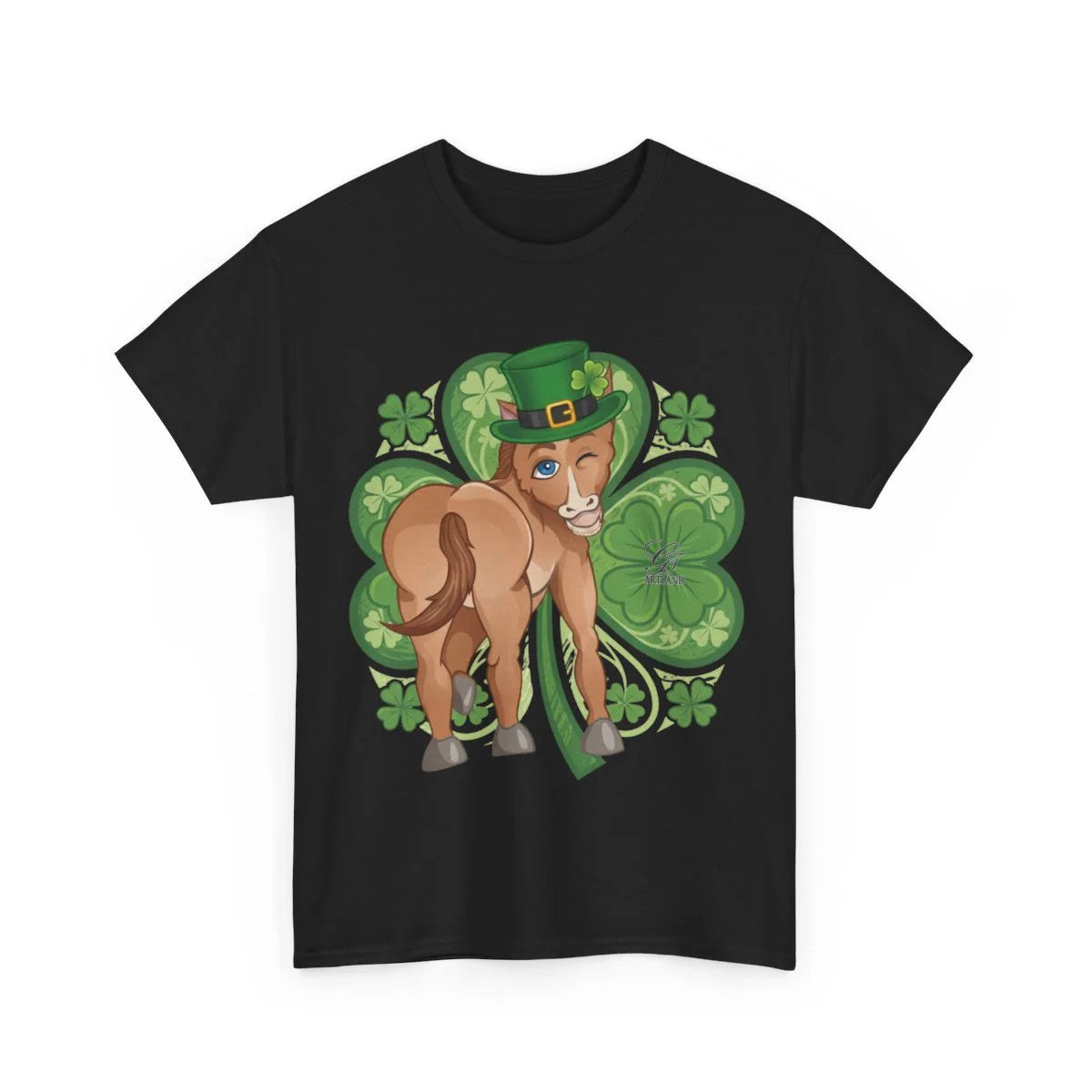 Year Of The Horse St Patricks Shamrock Theme Unisex Heavy Cotton Tee BY GT
