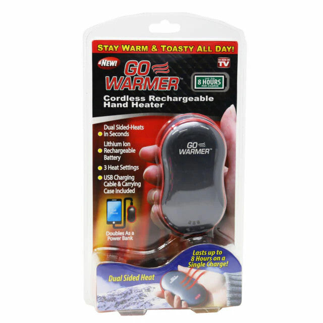 Go Warmer Cordless Rechargeable Hand Heater Warmer Power Bank Charger - NIP