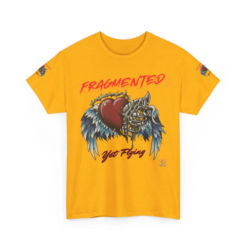 "Fragmented Yet Flying" Motivational Tattoo Style Heart and Bones Unisex Heavy