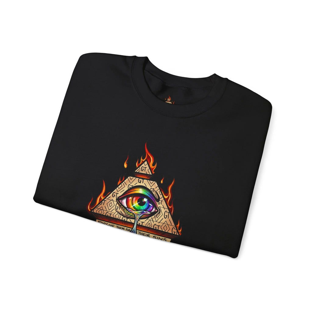 Psychedelic All-Seeing Eye Sweatshirt | Triangle Eye Flame Rainbow Drip by GT