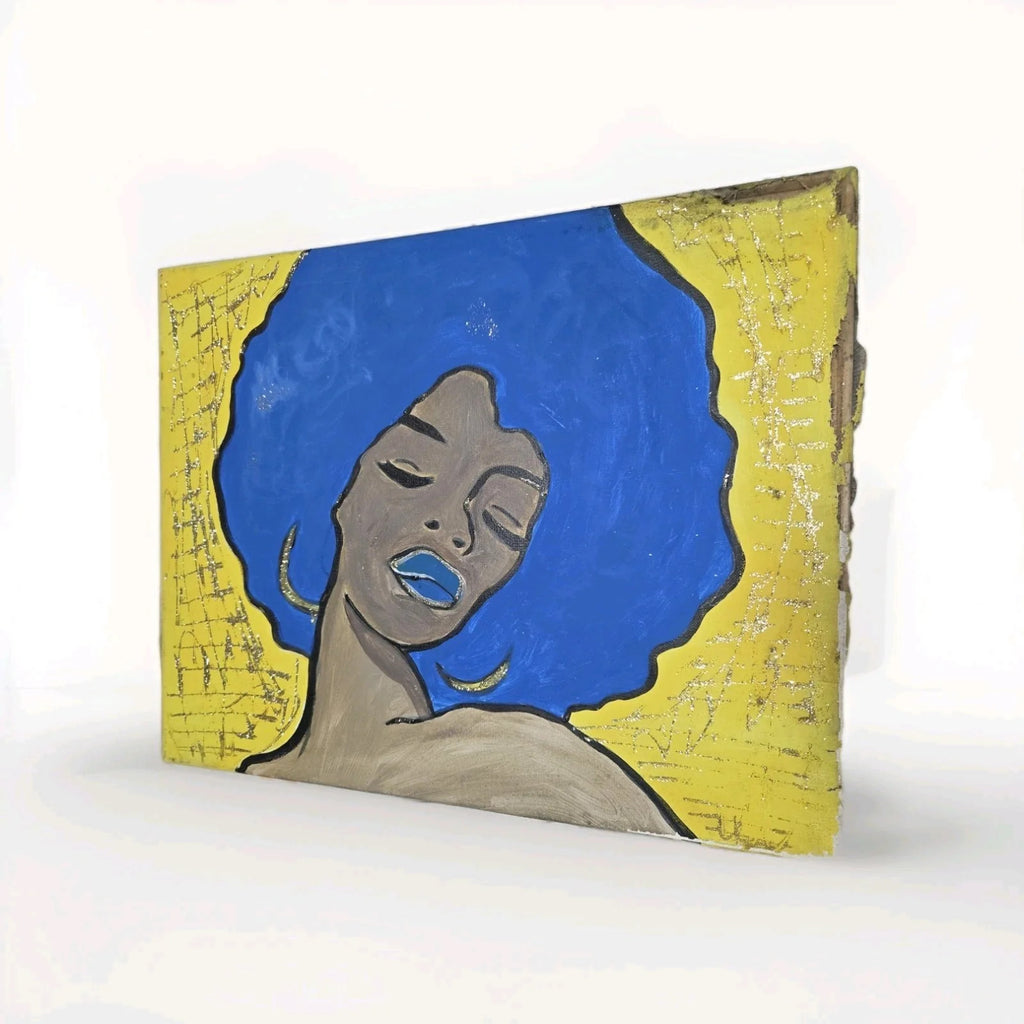 Ebony FASHION GIRL IN BLUE ORIGINAL PAINTING 16 X 20