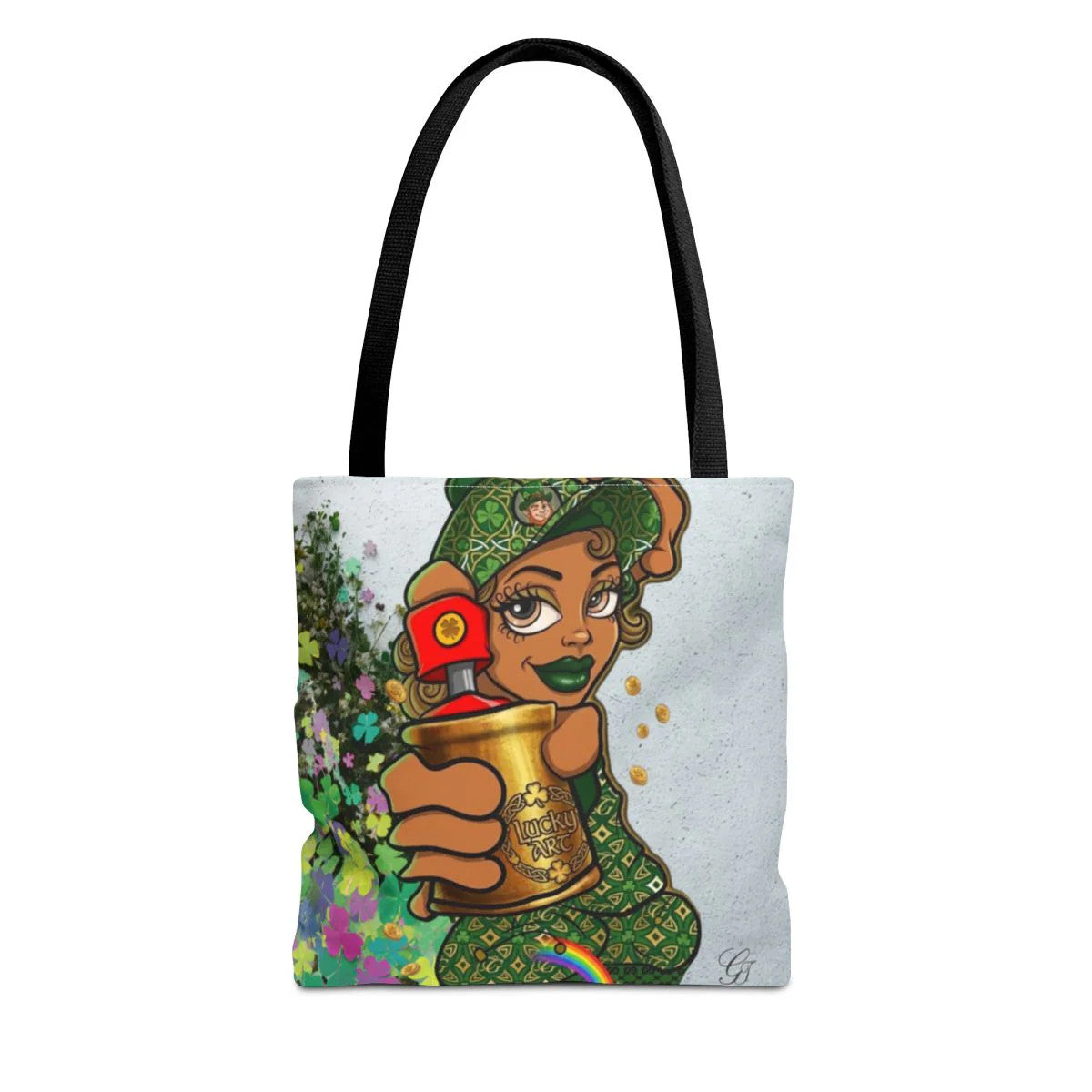"Lucky Art" Spray Can Ebony Girl St Patrick Theme Designer Tote Bag by GT