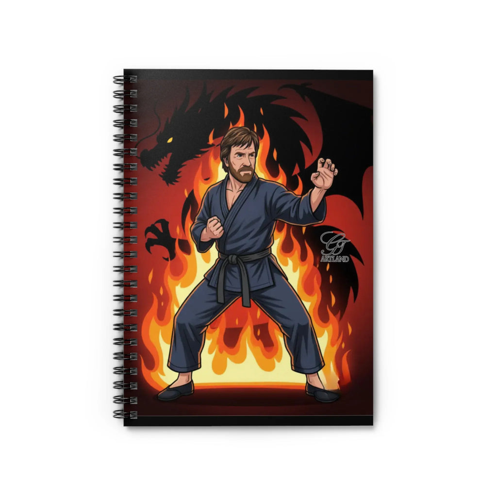 Martial Artist Chuck Norris Dragon Flames Notebook | Spiral Ruled Journal by GT