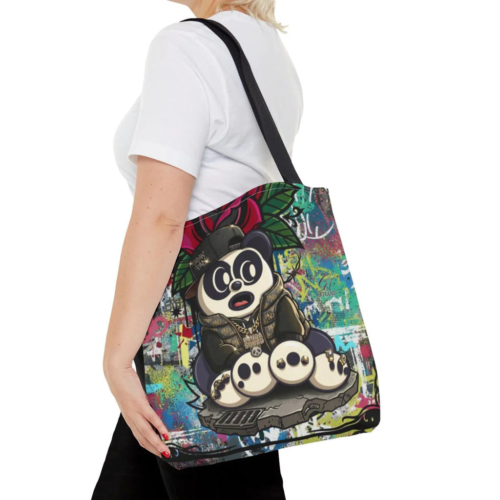 Hip Hop Panda Urban Designer Tattoo Rose Splash Tote Bag Designer | All-Over