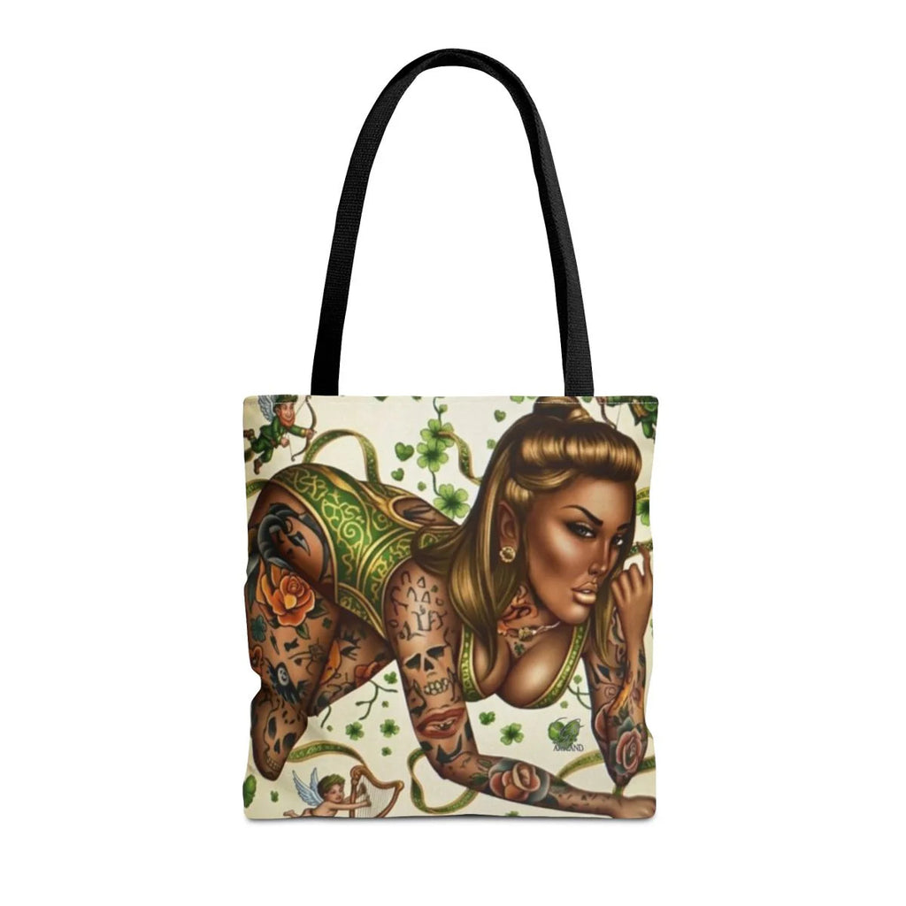 Ebony St Patrick Theme Tattoo Hot Sexy Vixen Designer Tote Bag by GT Artland