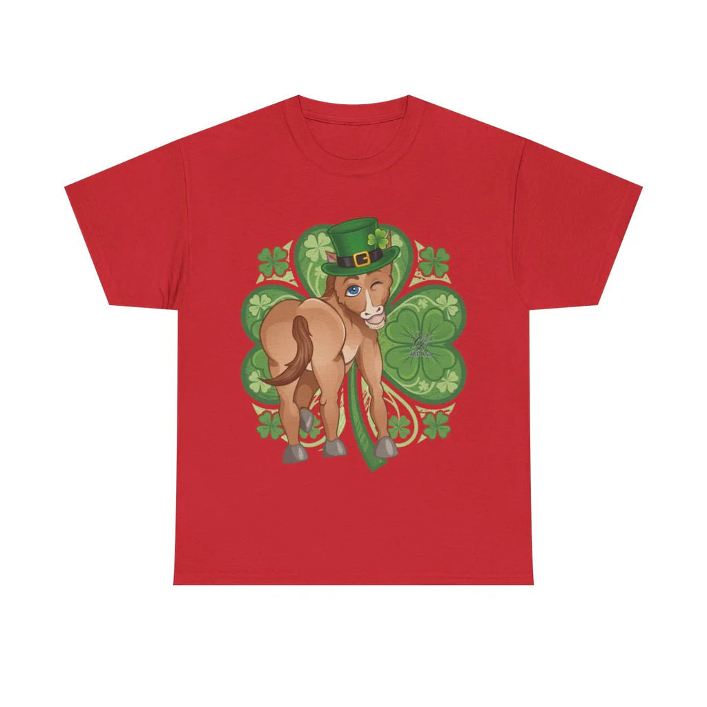 Year Of The Horse St Patricks Shamrock Theme Unisex Heavy Cotton Tee BY GT