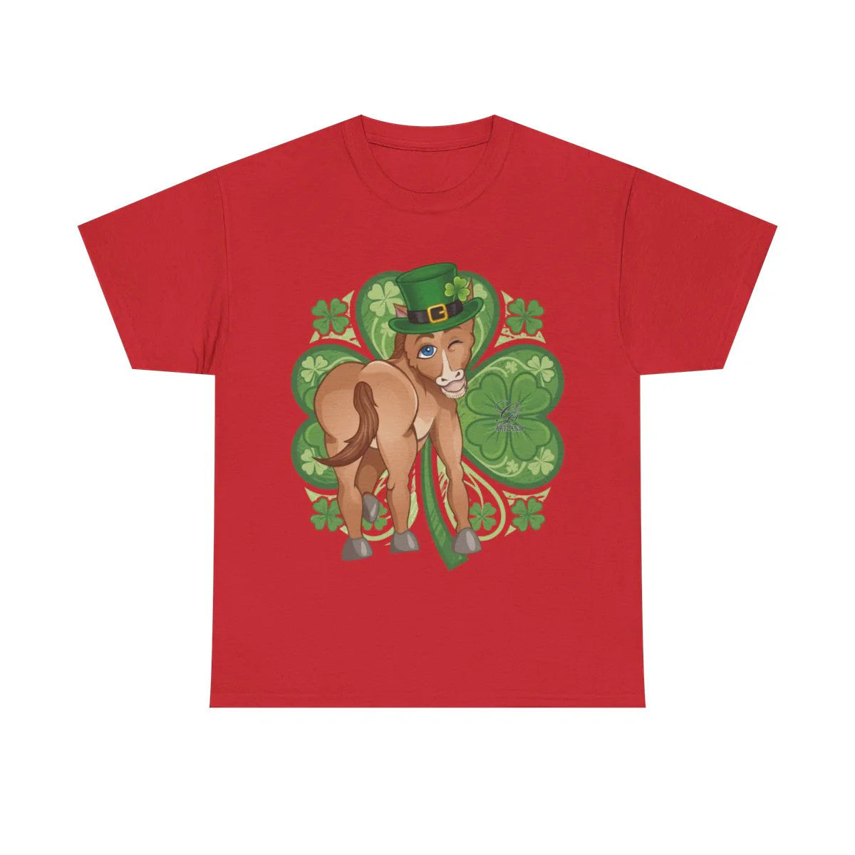 Year Of The Horse St Patricks Shamrock Theme Unisex Heavy Cotton Tee BY GT