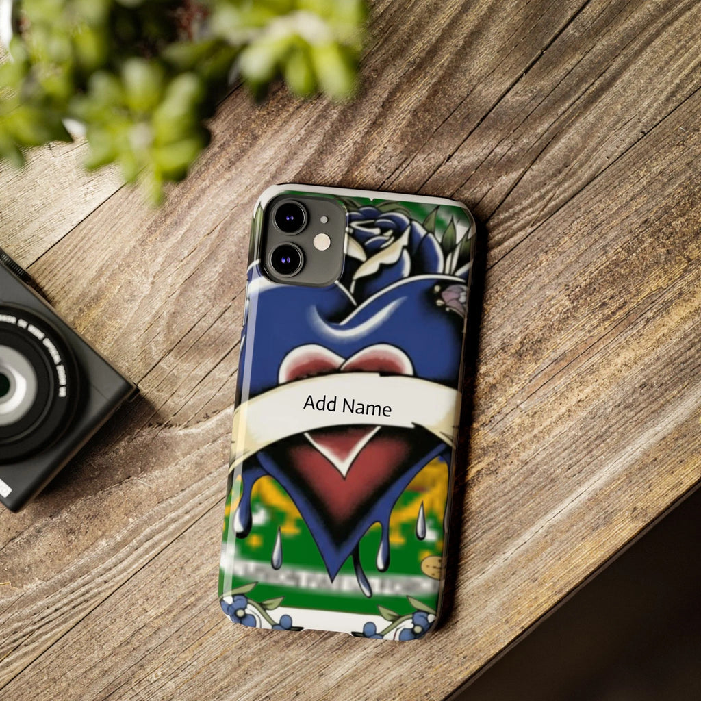 Blue Rose Garden Urban Styled Illustration Slim Phone Case | by GT Artland