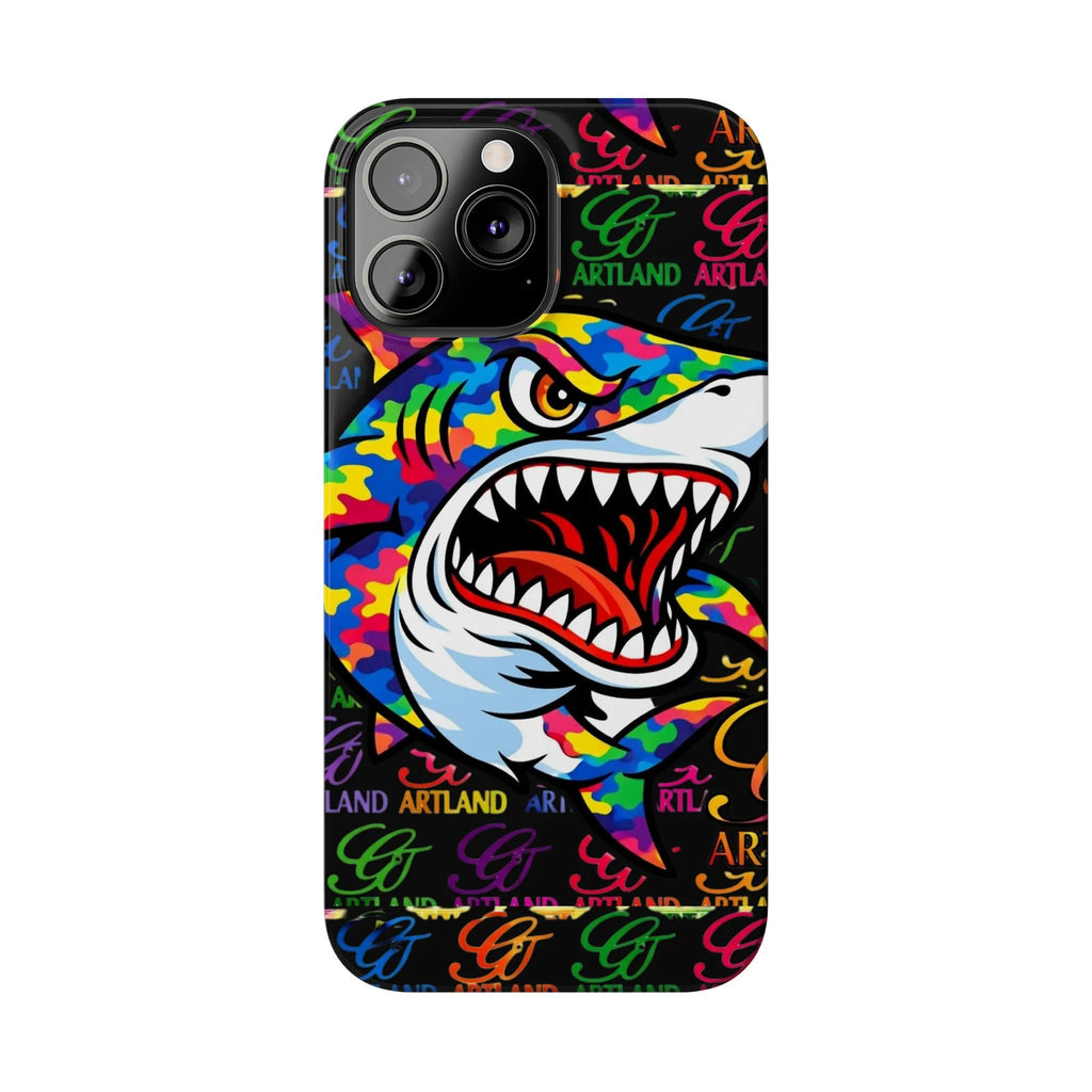Colorful Shark GT Illustration Slim Phone Case | Neon Graffiti Pattern by GT