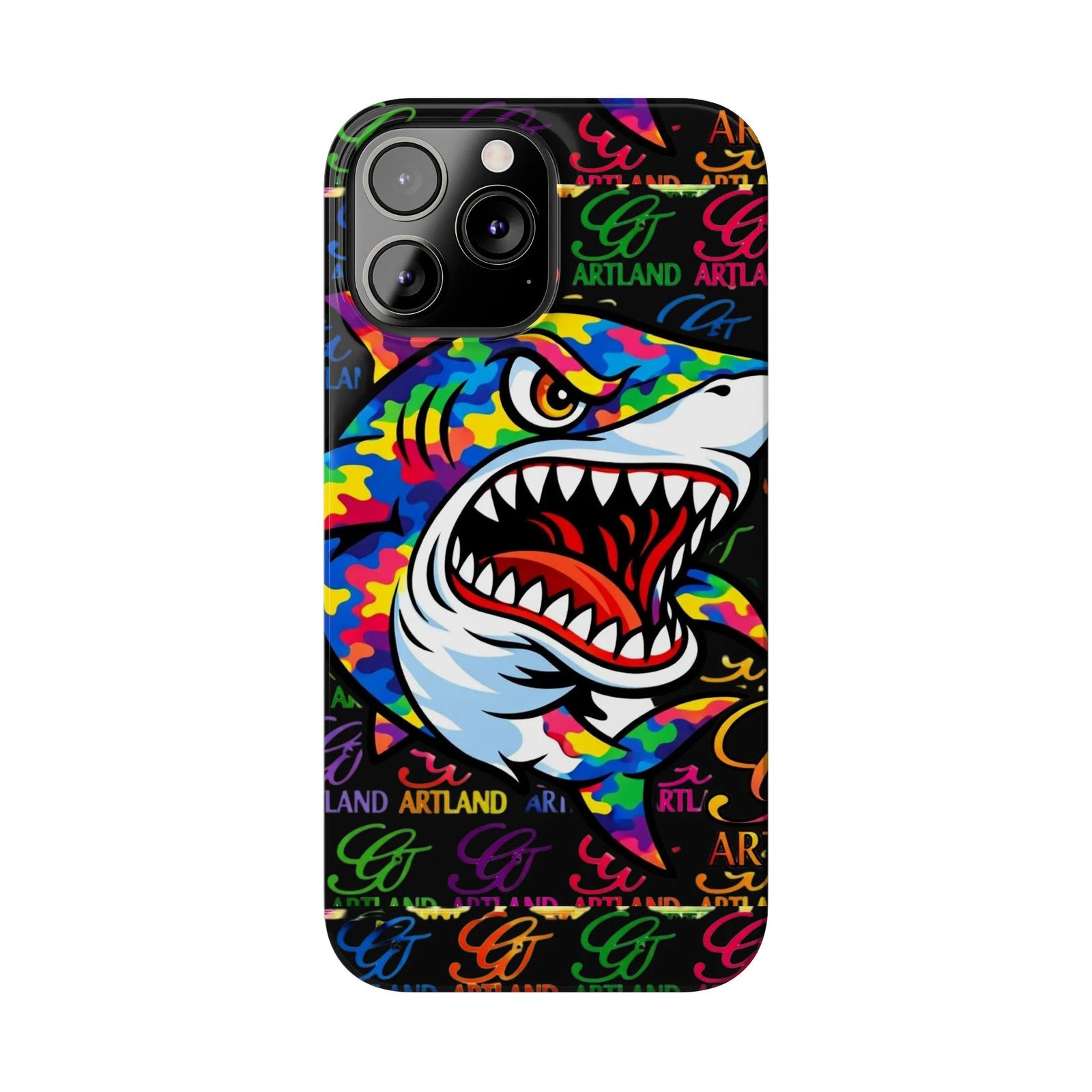 Colorful Shark GT Illustration Slim Phone Case | Neon Graffiti Pattern by GT