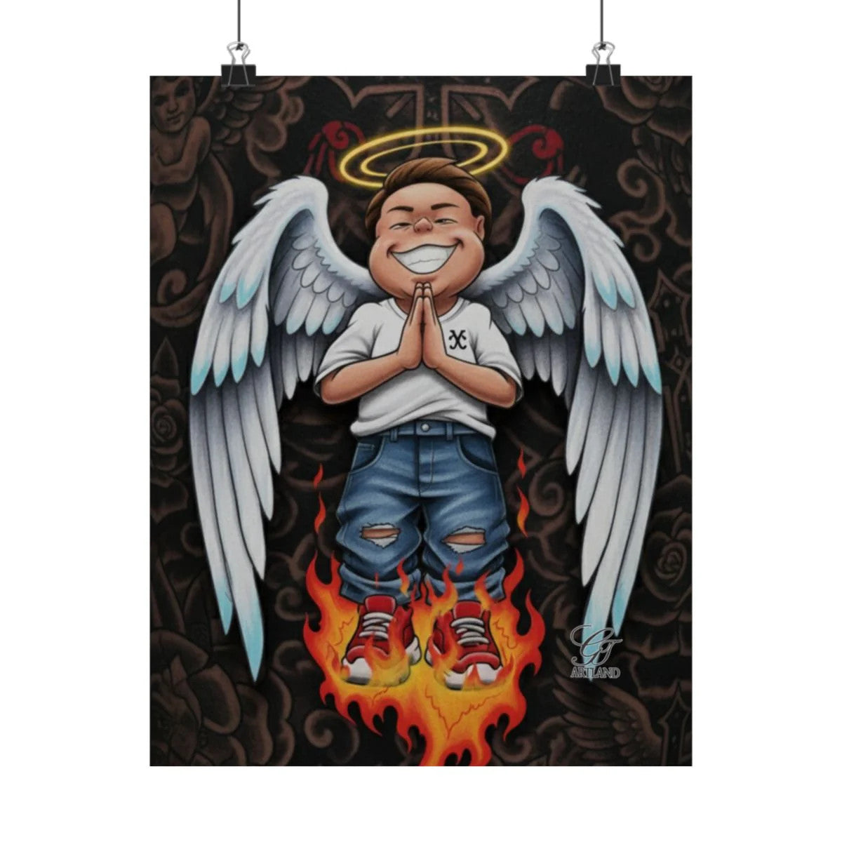 Vanilla Praying Hands Angel Kid Urban Designer High Fashion Graffiti Designer