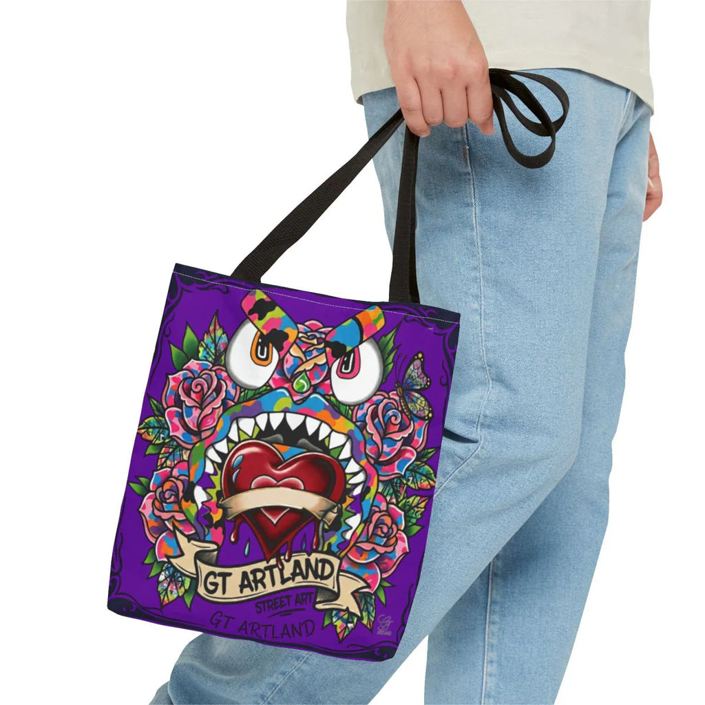 Colorful Gape Tattoo Monster Heart Tote Bag Designer Purple Haze Edition |