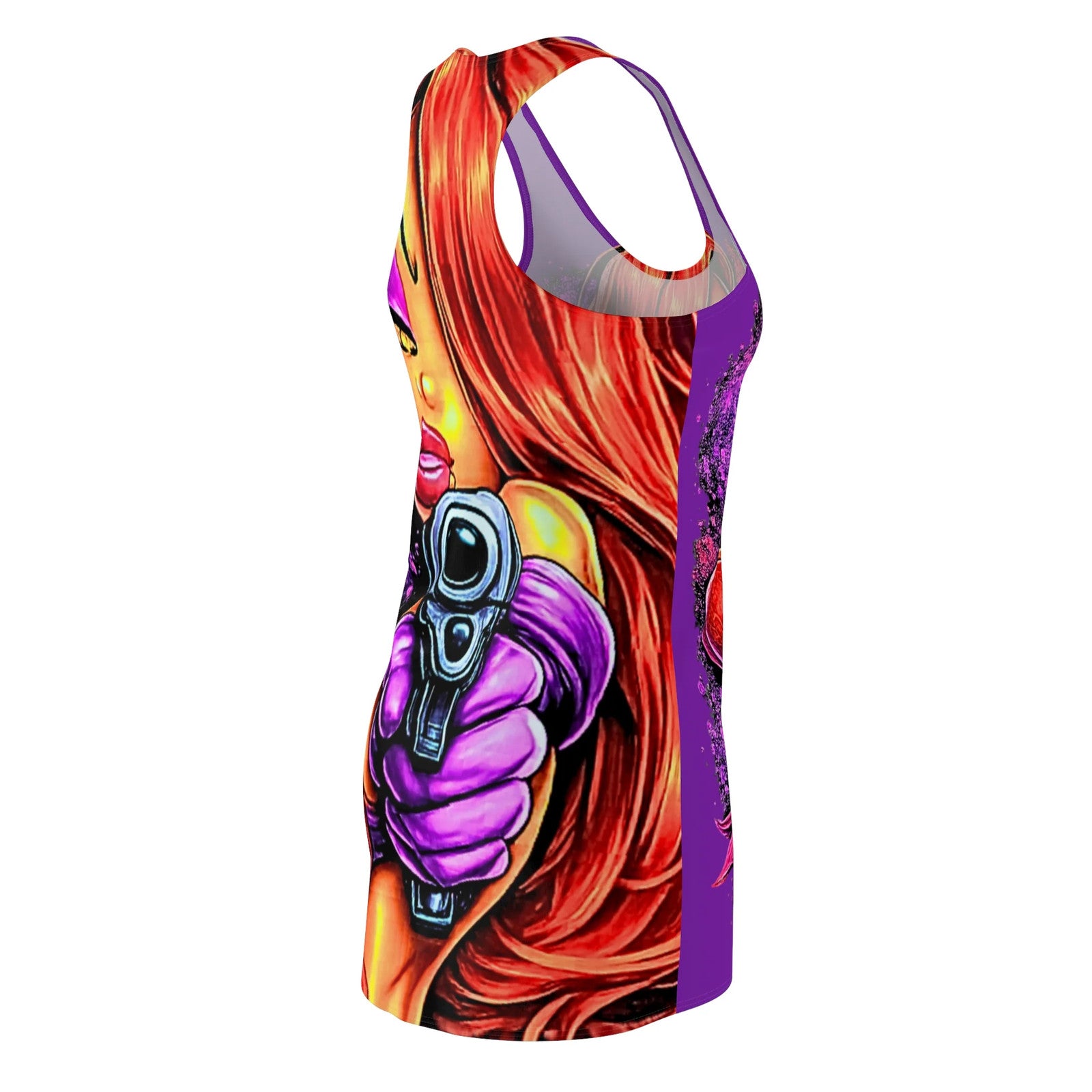 Pinup Rabbit Redhead with Gun Racerback Dress | Rabbit Graphic by GT Artland
