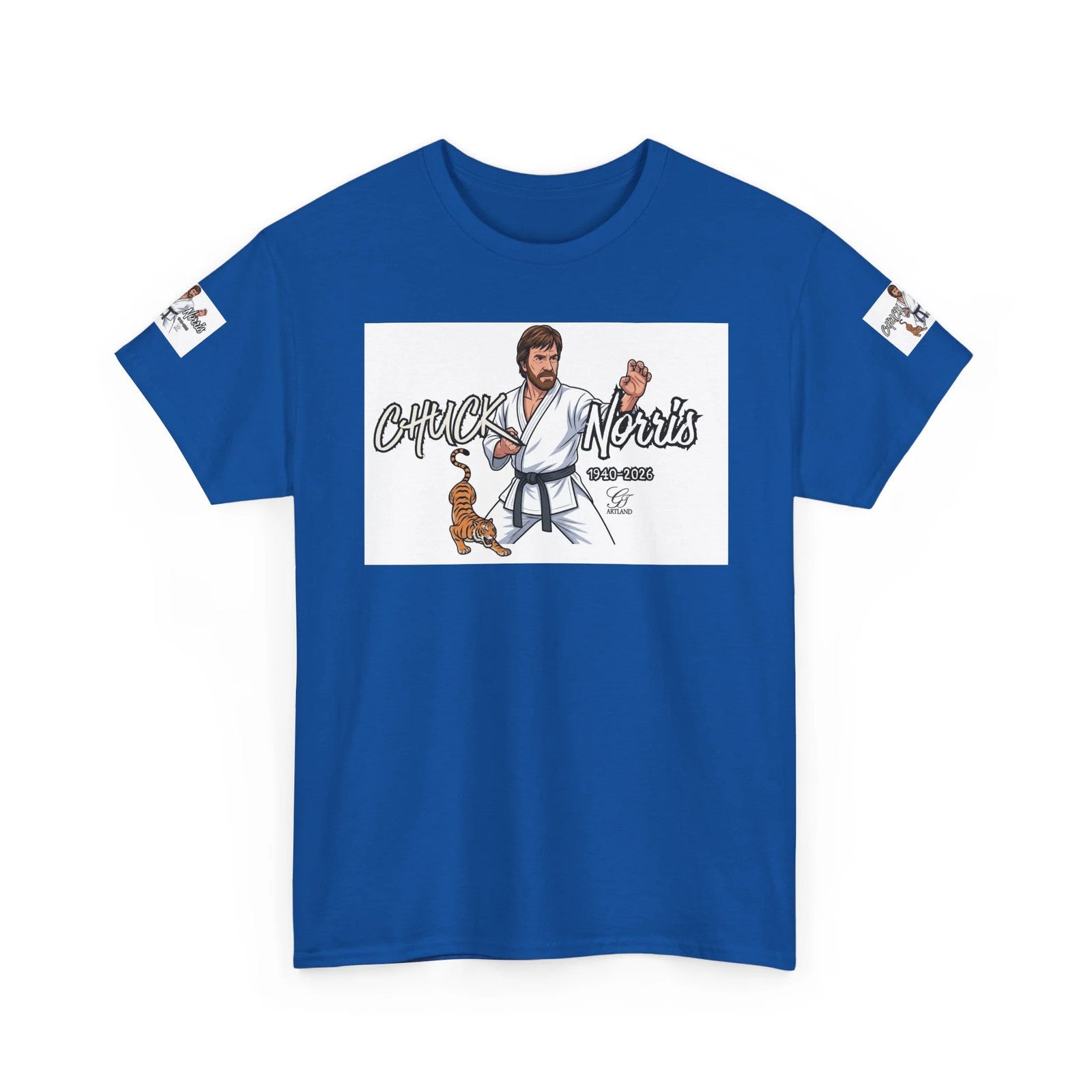 Chuck Norris Legend Martial Artist Cartoon with Tiger Tee | Retro Karate