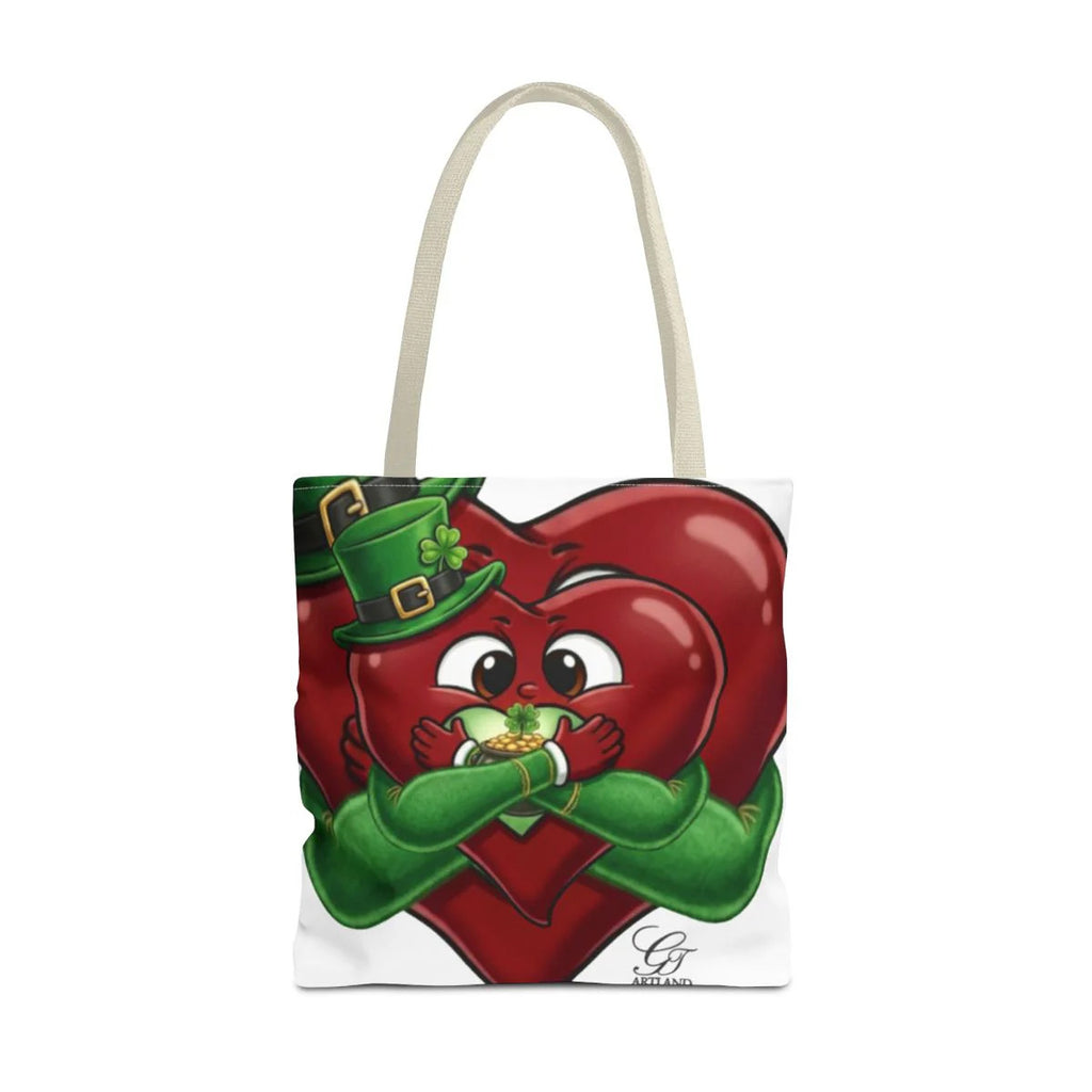 Shamrock Leprechaun Cute Heart Holding Pot of Gold Tote Bag by GT Artland